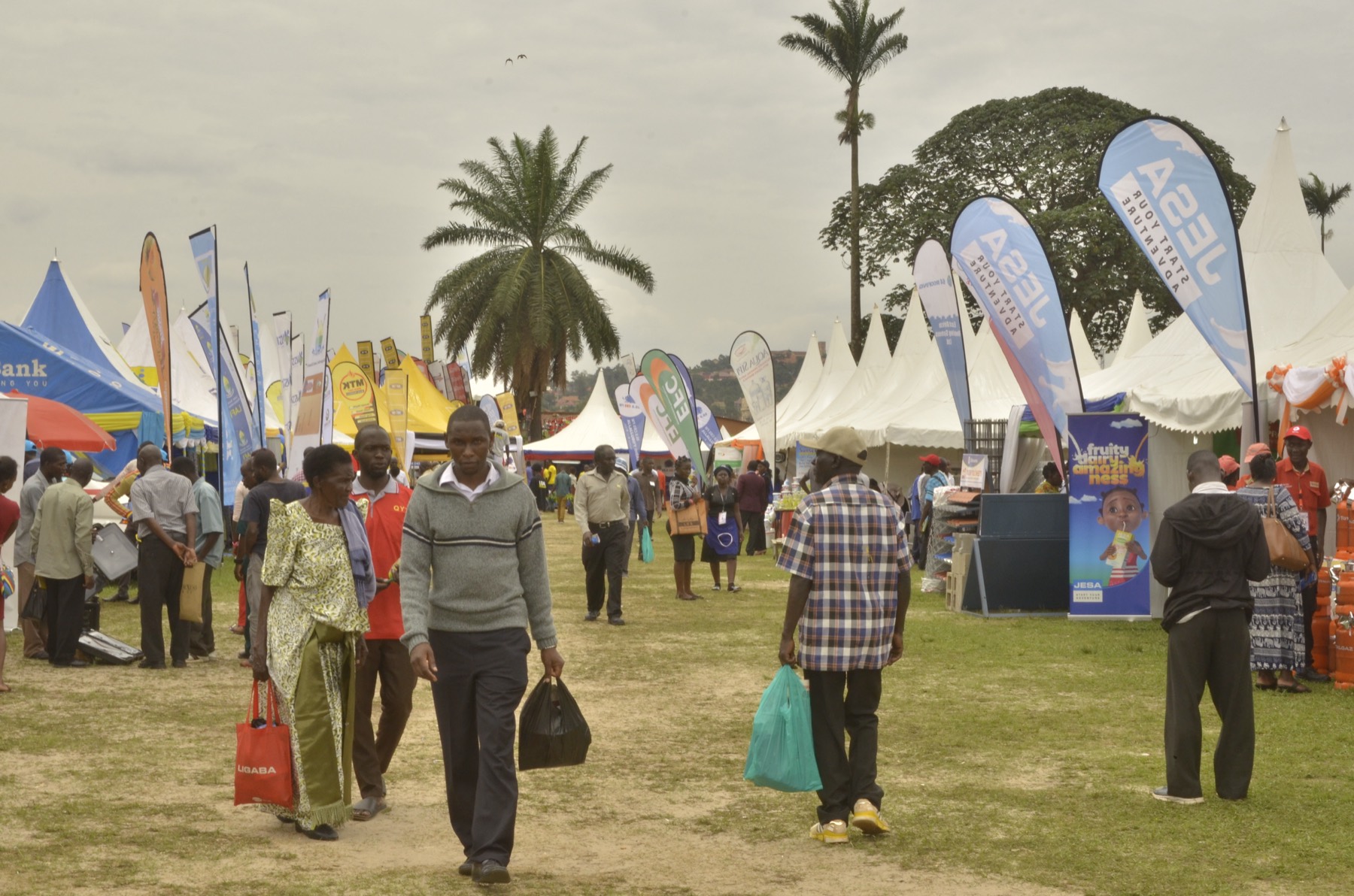 Exhibition stands being prepared before an expo opens